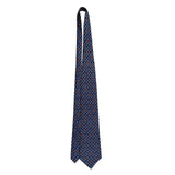 Bacardi Mens Blue Pure Silk Chain & Red Bat Icon Necktie Patterned