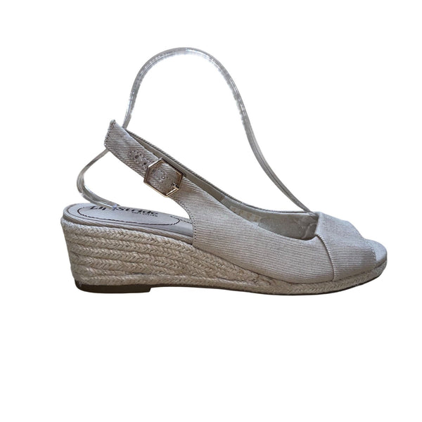 LifeStride Women’s Beige Espadrille Slingback Wedge Socialite Sandals Size 8.5M