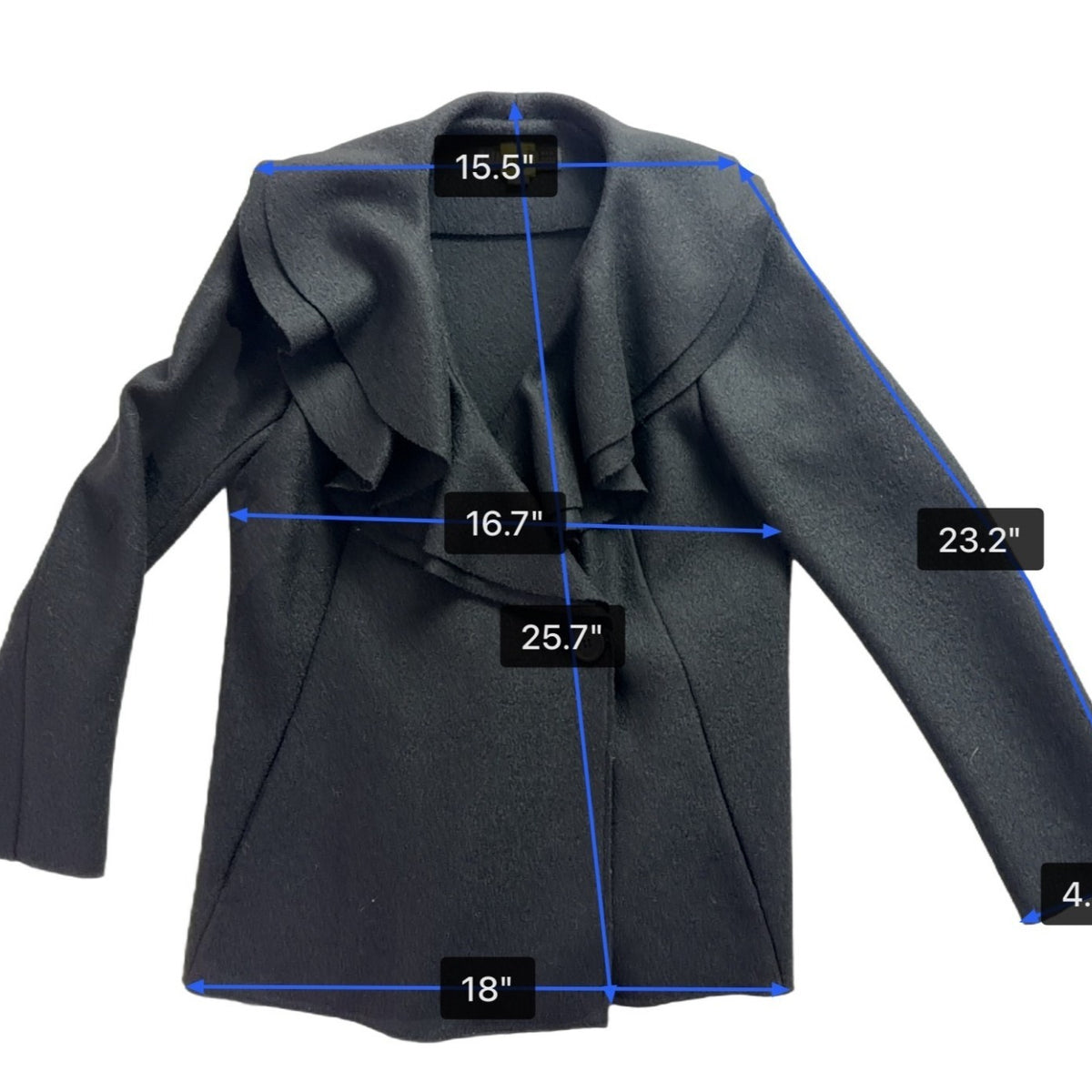 Lafayette 148 Womens Black Wool Ruffled Blazer Button Front Size 6P