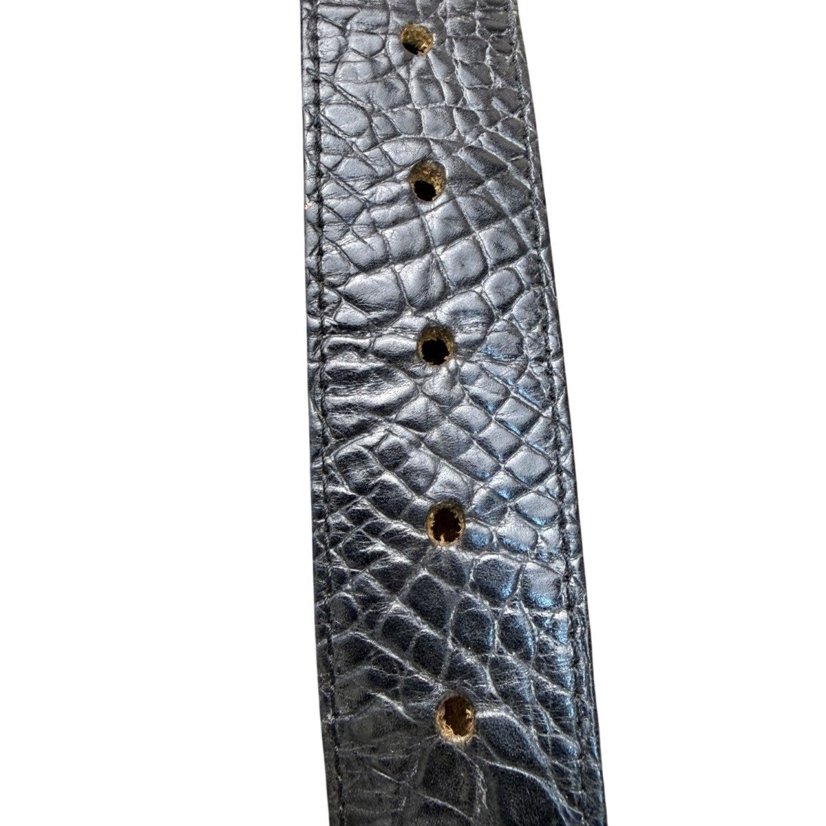 Streets Ahead Womens Black Leather Belt Croc Embossed Western Silver Buckle M