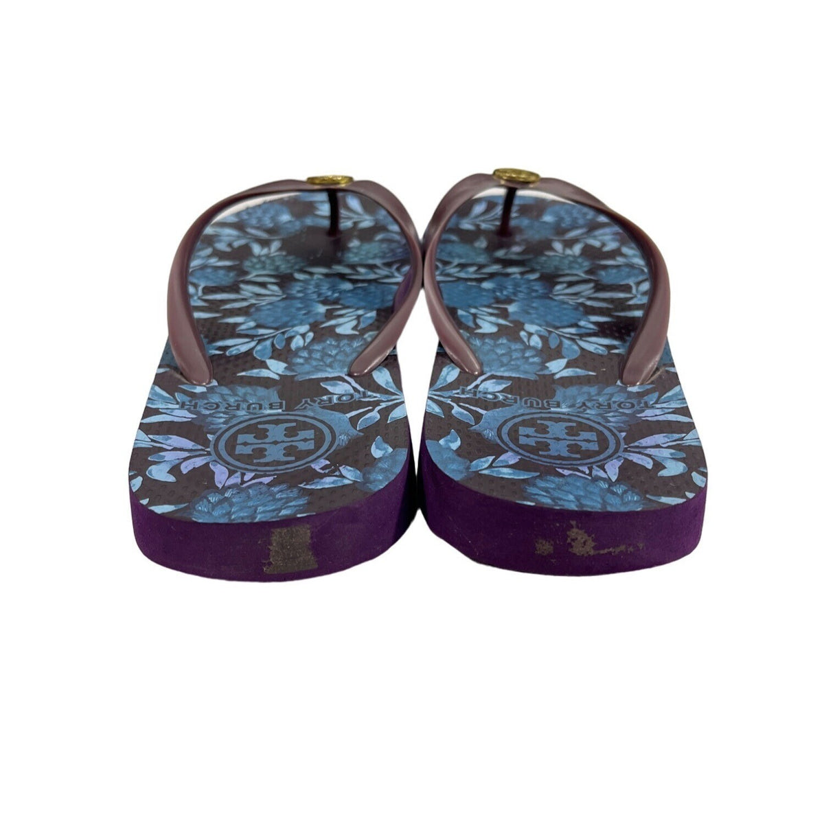 Tory Burch Women's Purple Leaves Print Sandals Sz S