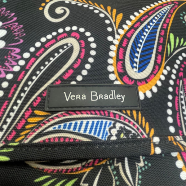 Vera Bradley Women’s Black Paisley Bold Floral Pattern Adjustable Messenger Bag