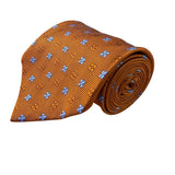 Faconnable  Mens Orange & Blue Floral Silk Necktie Elegant Design