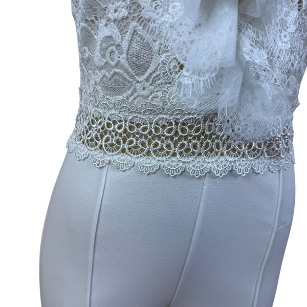 Valentine White Lace Sleeveless Wide Leg Jumpsuit For Women Sz L