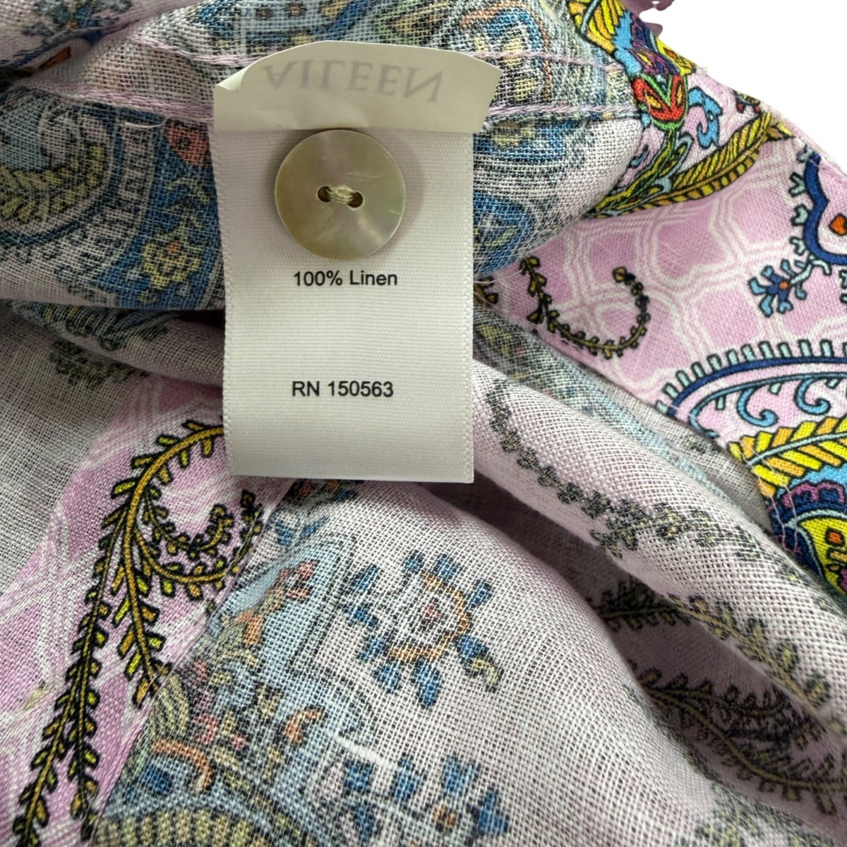 Hinson Wu Womens Pink Luxe Linen Paisley Tunic Shirt Dress Button Back Size M