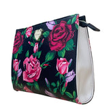 Betsey Johnson Women’s Black & Pink Floral Print With Gold Heart Detail Clutch