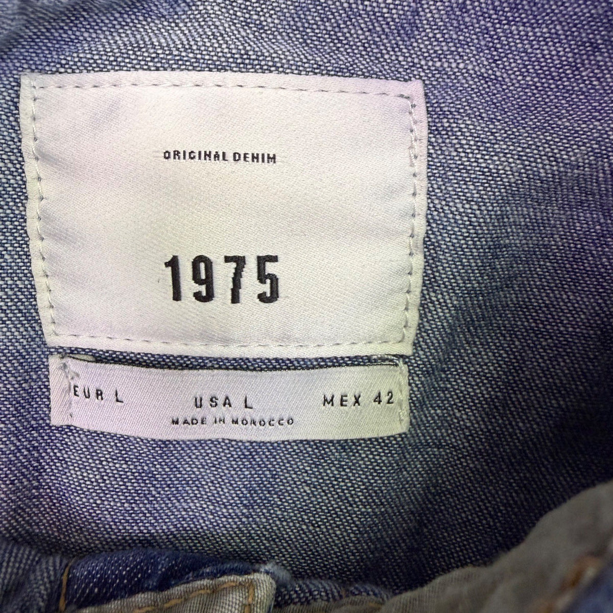 1975 Mens Blue Cotton Denim Long-Sleeve Western Shirt With Button Front Size L
