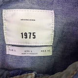 1975 Mens Blue Cotton Denim Long-Sleeve Western Shirt With Button Front Size L