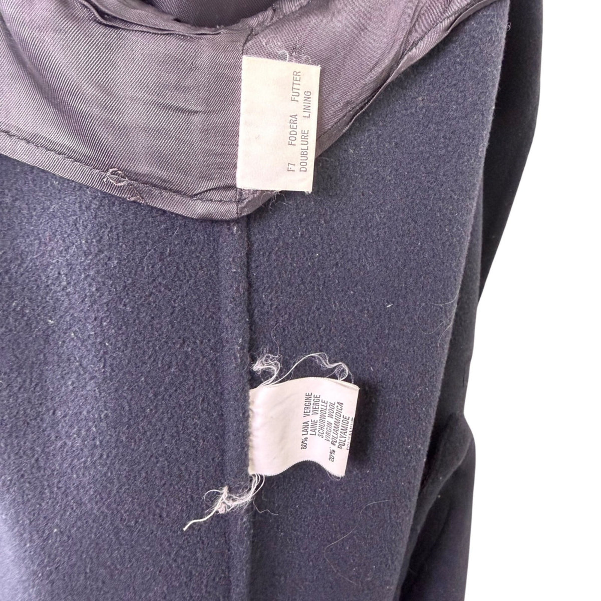 Ceplus Womens Black Wool Blend Long Coat Italy Double-Breasted Size 48