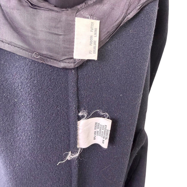 Ceplus Womens Black Wool Blend Long Coat Italy Double-Breasted Size 48