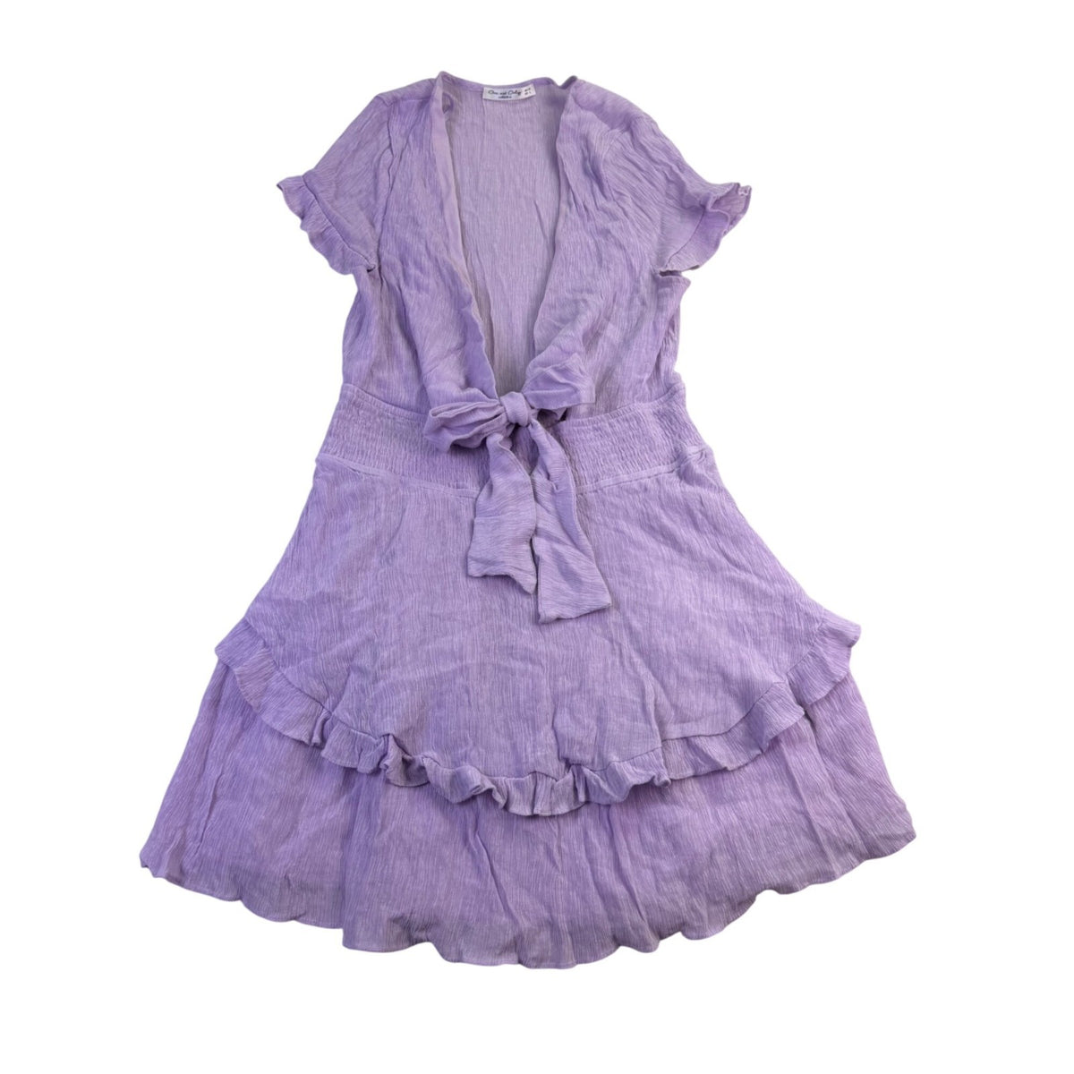 One And Only Women Lilac Ruffle Tie Front Dress Size L