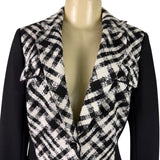 White House Black Market Womens Black & White Plaid Long Sleeve Blazer Sz 6