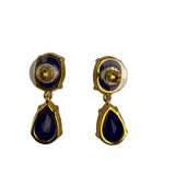 Kate Spade Gold Tone Blue Drop Earrings Stylish Lightweight Fashion Jewelry