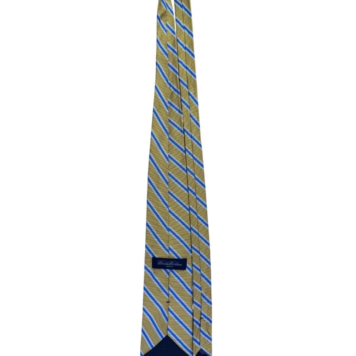 Brooks Brothers Mens Yellow & Blue Striped Pure Silk Necktie