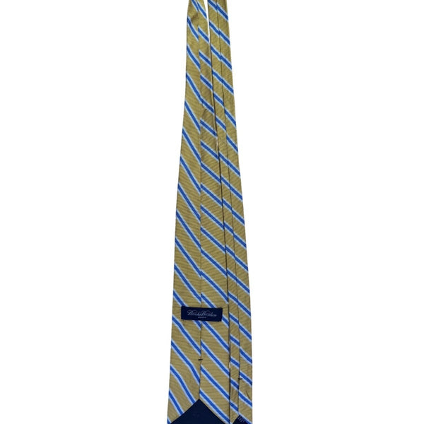 Brooks Brothers Mens Yellow & Blue Striped Pure Silk Necktie