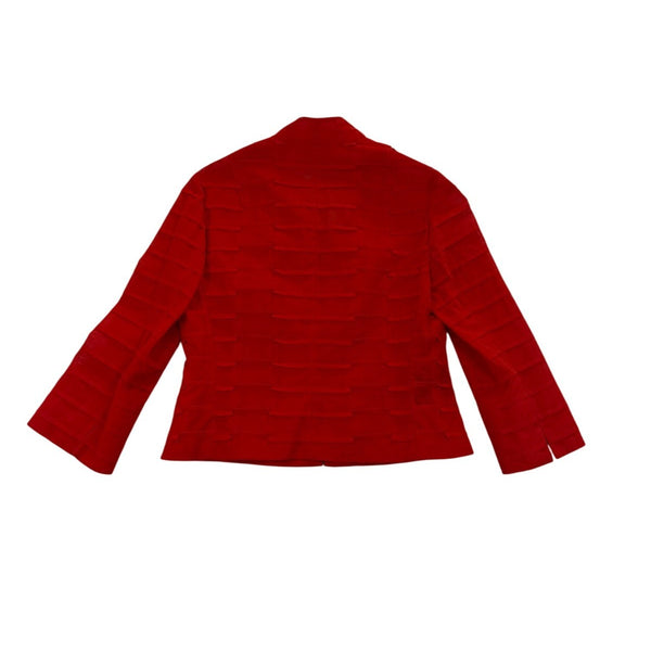 Carlisle Womens Red Textured Blazer Jacket Elegant Long Sleeve Lightweight Sz 6