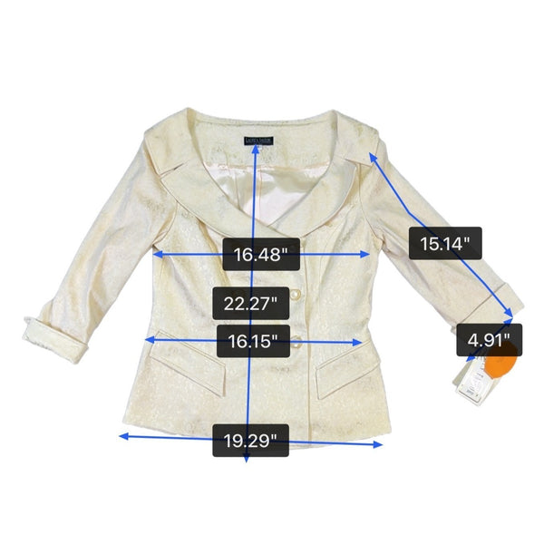 Lauren Taylor Womens Beige Jacquard Blazer & Slit Pencil Skirt Set Size 6