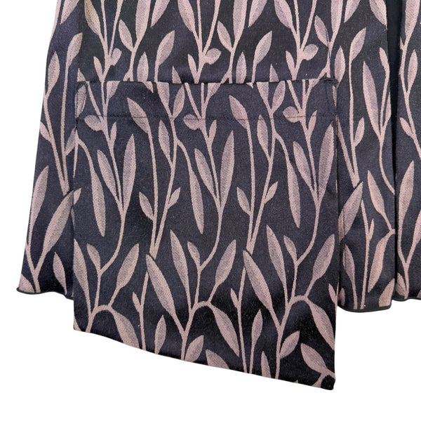 Ahnni Womens Black Taupe Leaf Print Open Front Vest With Tule Accent Size 1