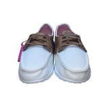 Skechers Women’s White & Brown Textile Goga Mat Insole Boat Shoe Size 9