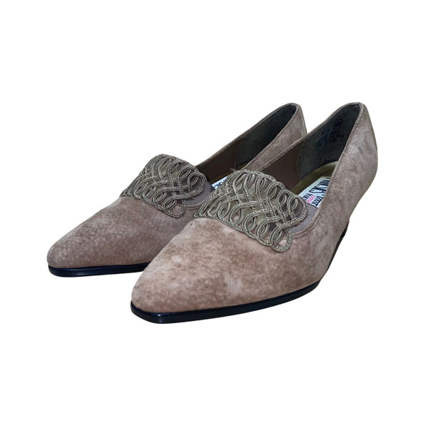 Mootsies Tootsies Women’s Brown Suede Leather Block Heel Slip-On Shoes 8.5M