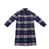 Madewell Womens Navy Wool Blend Plaid Double-Breasted Coat Size XS