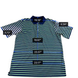 Walter Hagen Mens Navy Blue/Green Striped Polo Shirt Short Sleeve Sz L