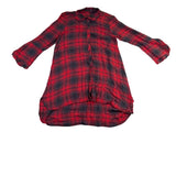 Zara Woman Red/Black Viscose & Acrylic Plaid Button-Down Tunic Dress Size M