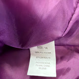 Fashion Nova Girls Purple Puffer Coat Faux Fur Hood Size 14 Y2K Winter