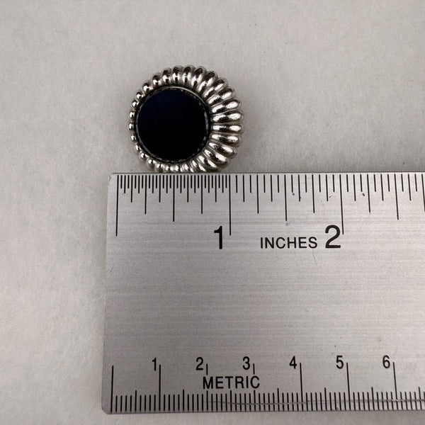 Sarah Coventry Womens Silver Tone Clip-On Earrings Retro 1960s Scalloped Black A