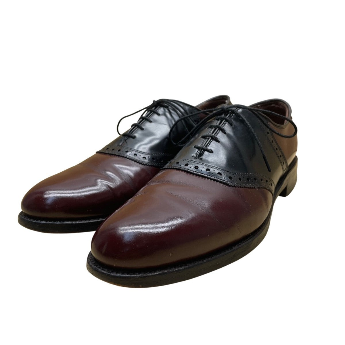 Allen Edmonds Men’s Burgundy/Black Leather Wingtip Oxford Dress Shoes Sz 12