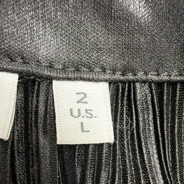 Chicos Womens Black Pleated Long Sleeve Blouse Relaxed Fi tSize 2 US L
