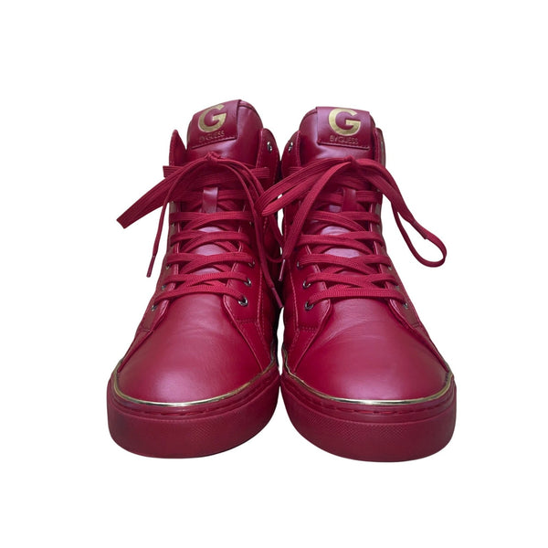 G By Guess Men’s Red Man-Made Quilted Lace-Up GX Moto High-Top Sneakers Size 11