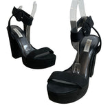 Steve Madden Women's Black Suede Leather Strapped High Heels Sz 10M