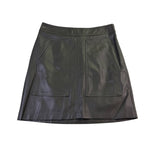 Loft Petites Womens Dark Olive Faux Leather Mini Skirt Size 4P Chic