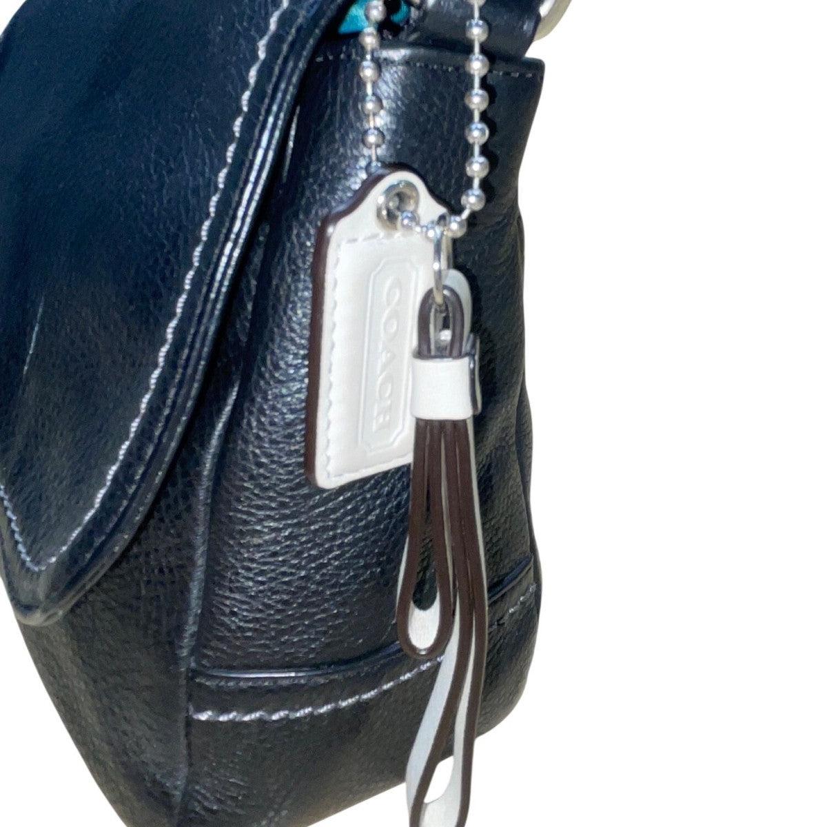 Coach Women’s Black Pebbled Leather Adjustable Strap Silver-Tone Crossbody Bag