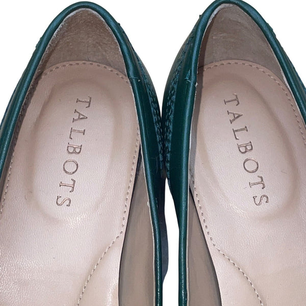 Talbots Women’s Green Leather Tassel Details Leighton Brogue Loafers Size 6M