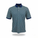 Walter Hagen Mens Navy Blue/Green Striped Polo Shirt Short Sleeve Sz L