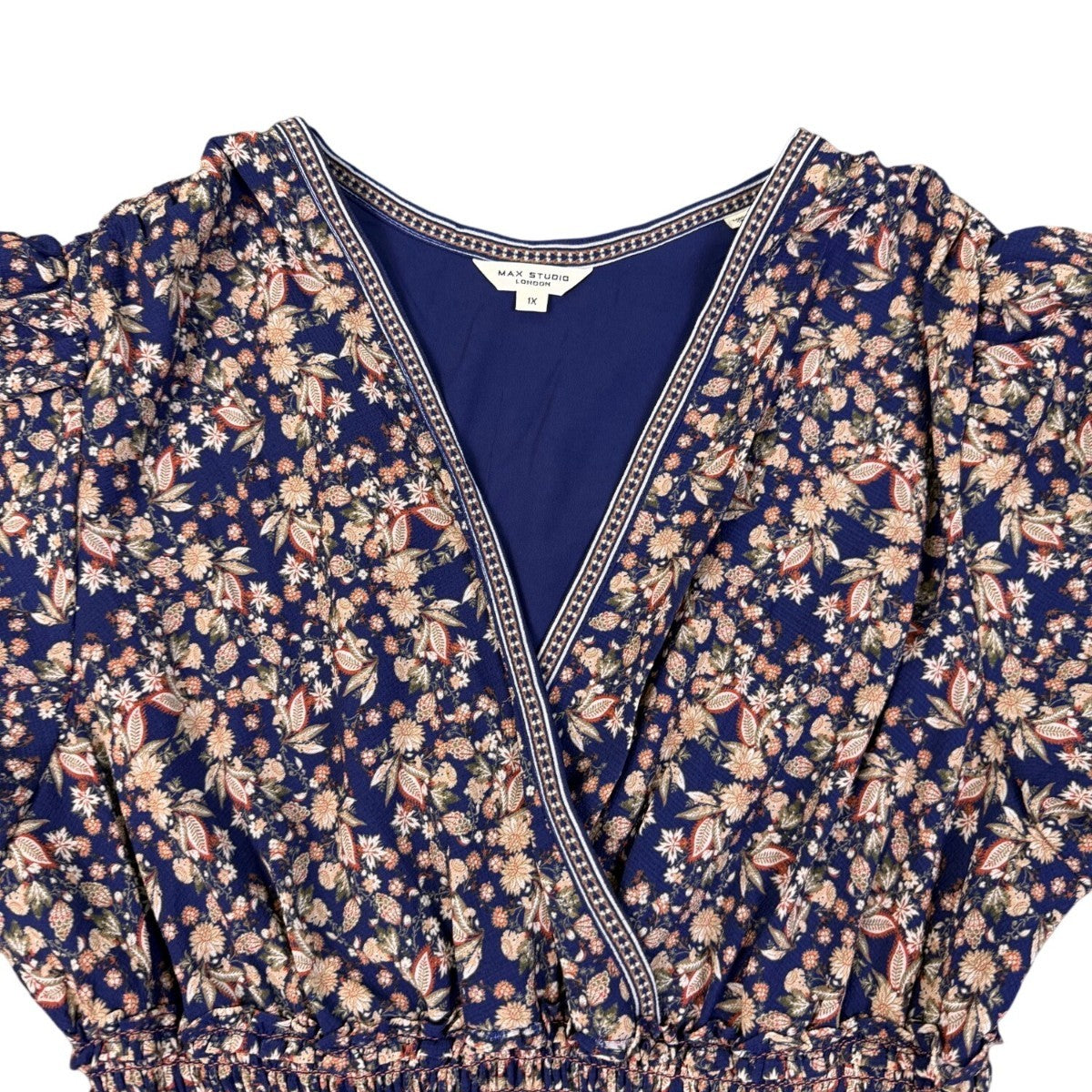 Max Studio Womens Navy Floral Maxi Dress Stretch Lightweight Summer  Sz 1X