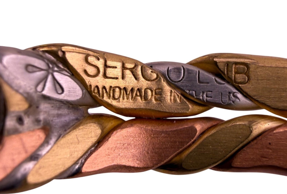 Sergio Lub Womens Mixed Metal Bracelet Twisted Braided Silver Copper Magnetic