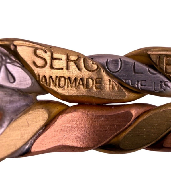 Sergio Lub Womens Mixed Metal Bracelet Twisted Braided Silver Copper Magnetic