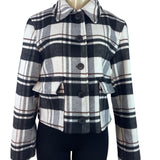 Zara Women's Black & White Plaid Button-Up Jacket With Pockets Sz S
