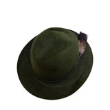 Vintage Rockel Green Wool Fedora Hat Rustic Design Twisted Cord Band Feather OS