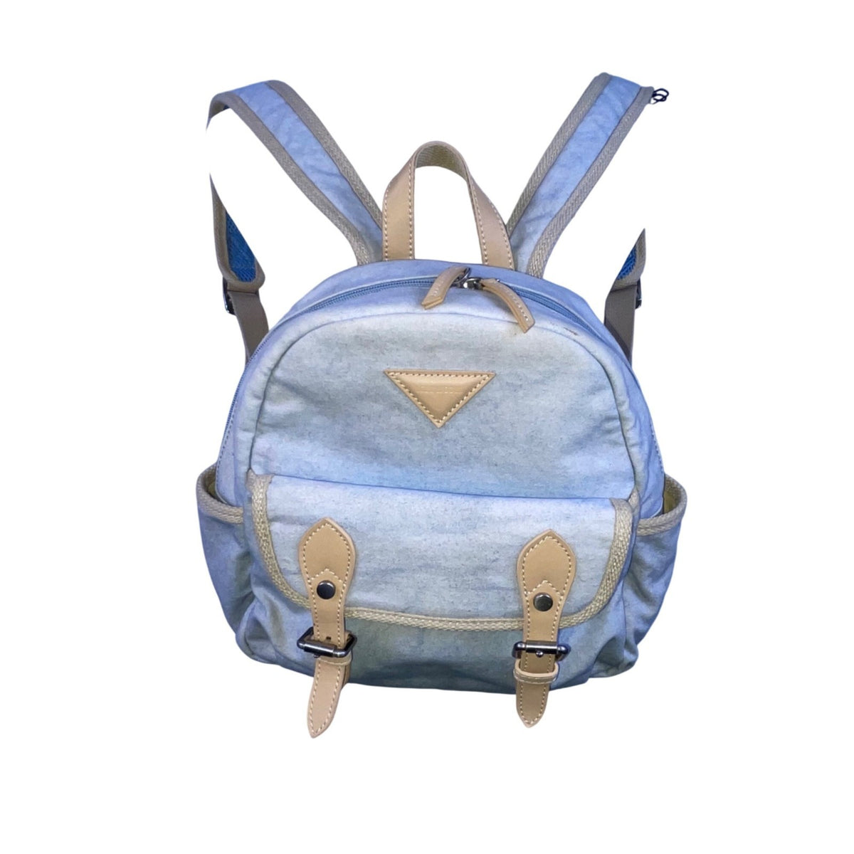 Role Model Women’s Blue & Khaki Canvas & Faux Leather Adjustable Straps Backpack