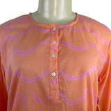 See Design Women’s Coral Long-Sleeve Tunic Blouse With Wave Pattern Sz L - New