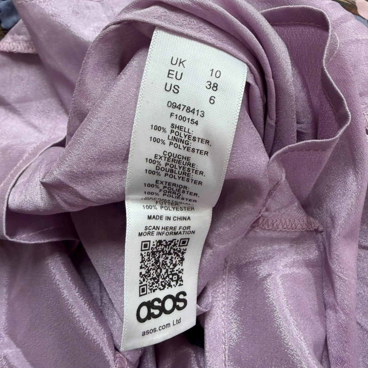 ASOS Womens Purple Floral Long Sleeve Puff Shoulder Bodycon Mini Dress Sz US 6