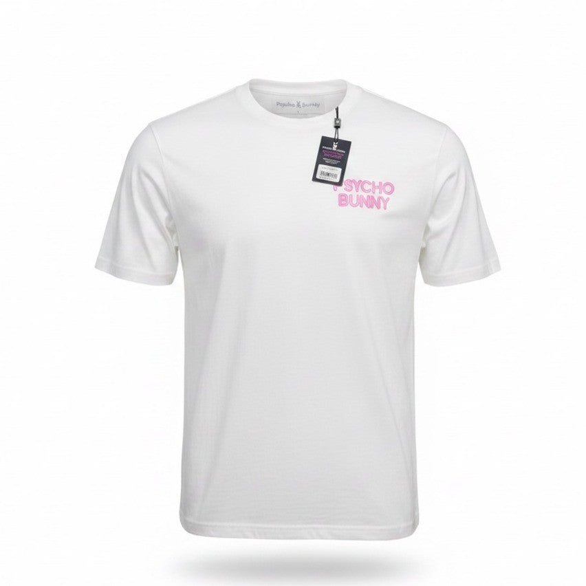 Psycho Bunny Mens White Graphic Tee Crewneck Logo Front & Back T-Shirt Sz 8