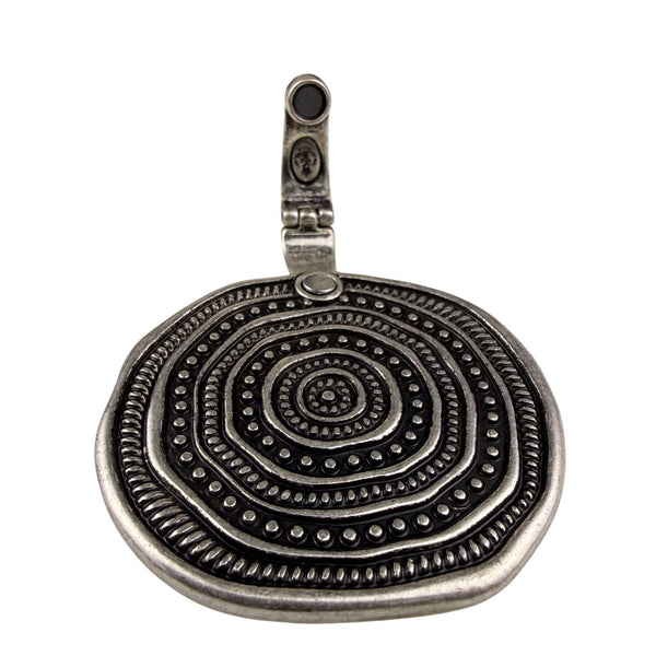 Silver Tone Magnetic Reversible Pendant Jewelry Multi-Color Glass Bead Circular