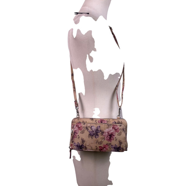 Mundi Women’s Beige Floral Faux Leather Adjustable Strap Crossbody Clutch Bag