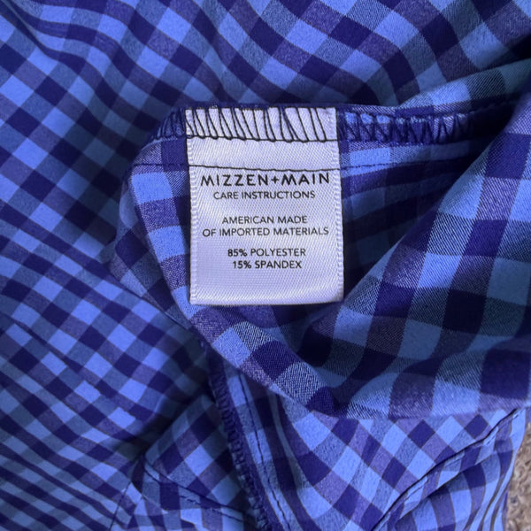 Mizzen+Main Mens Blue Gingham Button-Up Shirt Leeward Collection Size XL