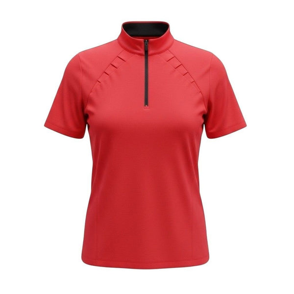 Tail Womens Red Polyester/Spandex Short Sleeve Half-Zip Performance Polo Shirt X